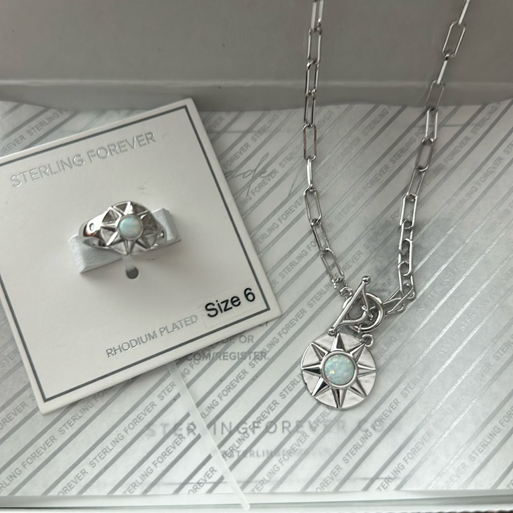 Sterling Forever ring and necklace set NWT